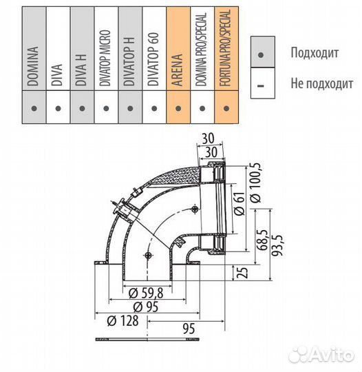 Угол с фланцем Ferroli coas.60/100 SR.A9F0