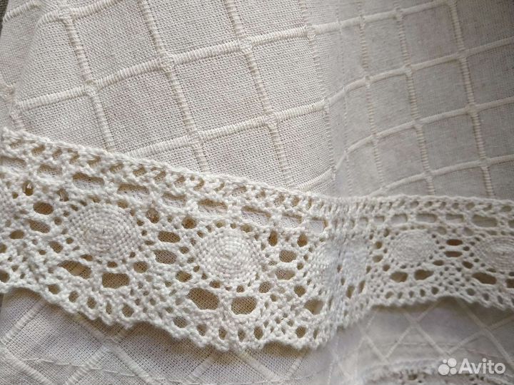 Скатерть круглая лен вышивка крестом и шторы