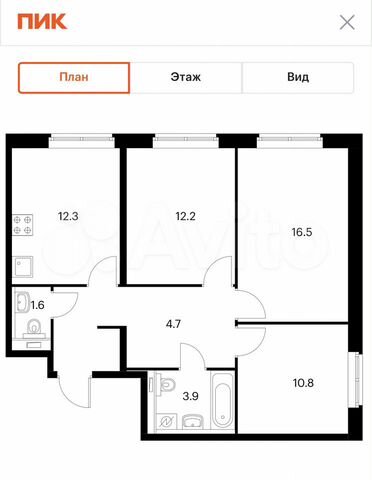 3-к. квартира, 67,7 м², 15/15 эт.