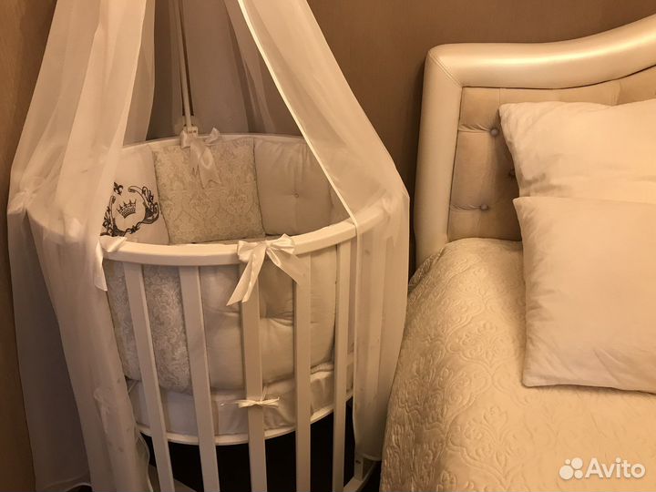 Кроватка детская трансформер белая