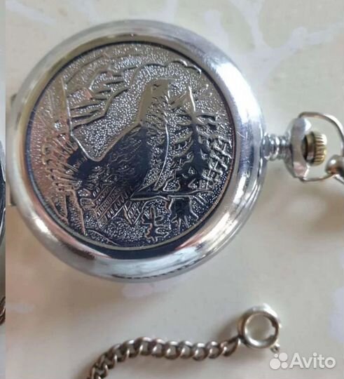 Часы карманные на цепочке молния глухарь