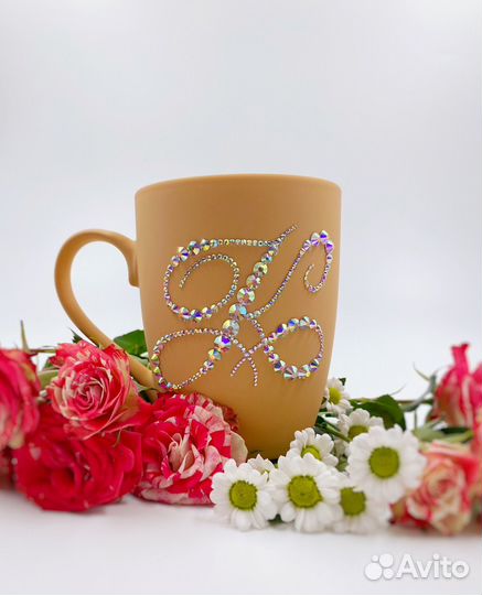 Кружка именная с кристаллами