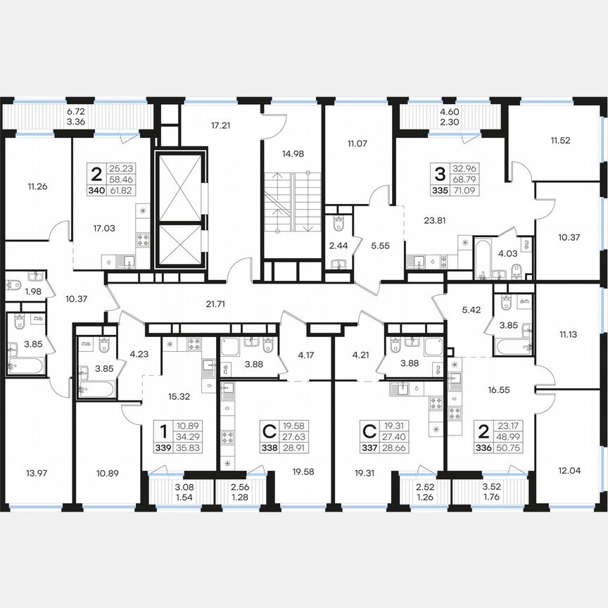2-к. квартира, 50,8 м², 4/15 эт.