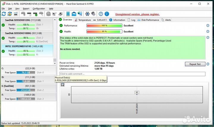 SSD 1.6 TB Intel P3605NVMe PCI-E