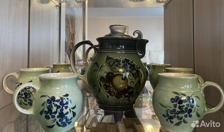 Керамический кувшин, 4 крушки набор