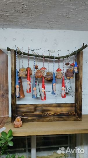 Елочная игрушка Гном, Дед Мороз. Керамика