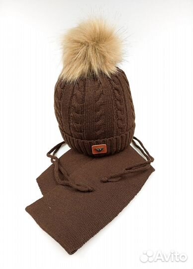 Новый зимний комплект шапка шарф 2-4 года