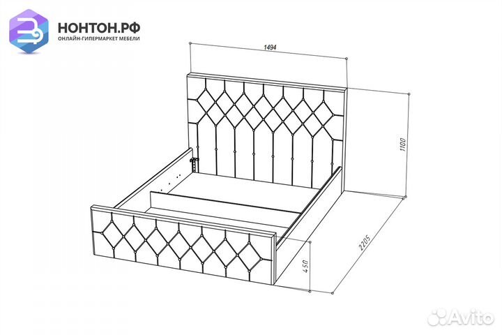 Кровать Мишель рогожка мята