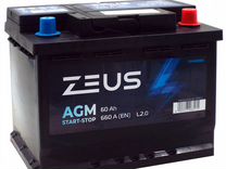 Аккумулятор авто zeus AGM 60 Ач о.п