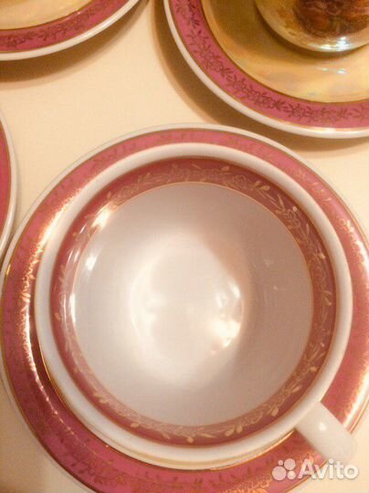 Чайные чашки мадонна ГДР. (Розовая) Фортуна