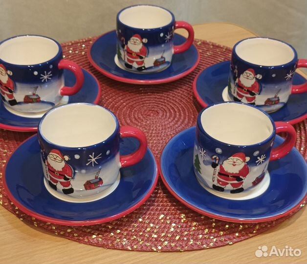 Чайный сервиз новогодний на подставке