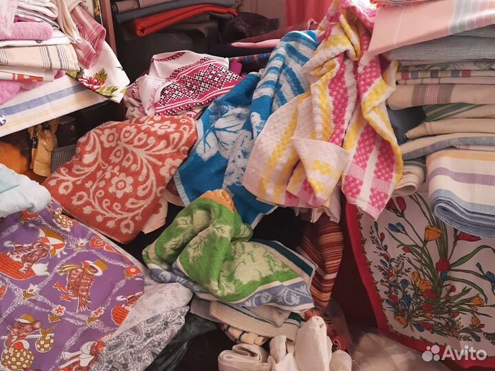 Отрез ткани СССР сатин. Лен. Полотенце