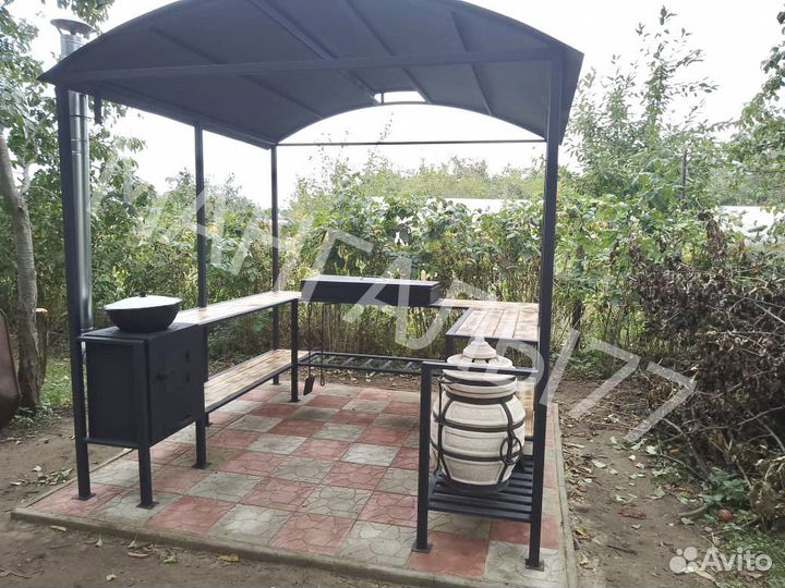 Мангал с печью под казан