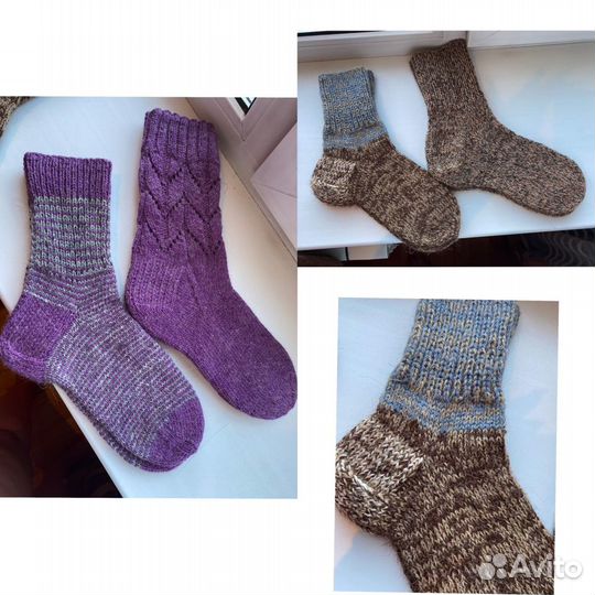 Носки ручной вязки шерстяные