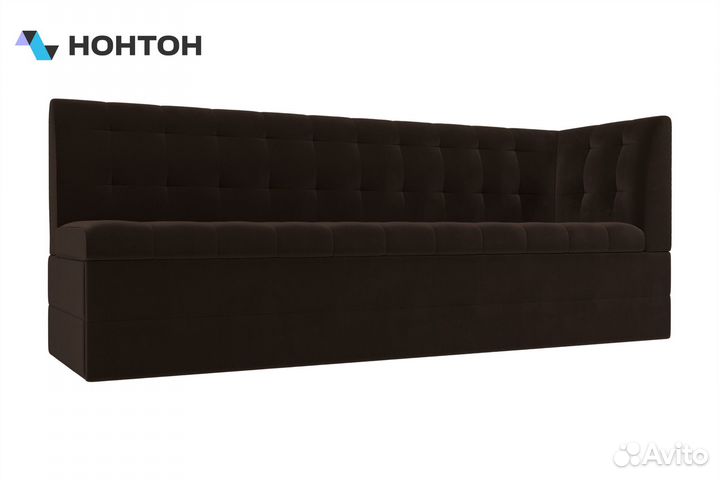 Кухонный диван Бриз с углом микровельвет коричневы