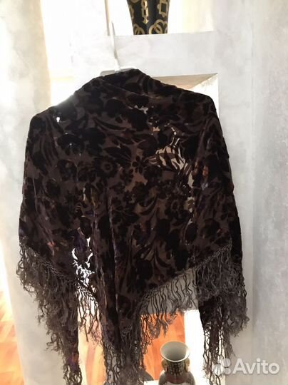 Платок нат. шифон с панбархатом СССР