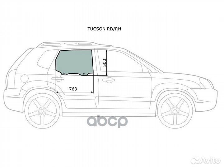 Стекло боковое опускное (Сзади/ Справа/ Цвет зе