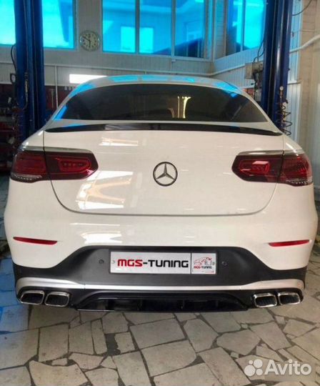 Диффузор с насадками 63 AMG на GLC-Coupe c253 рест