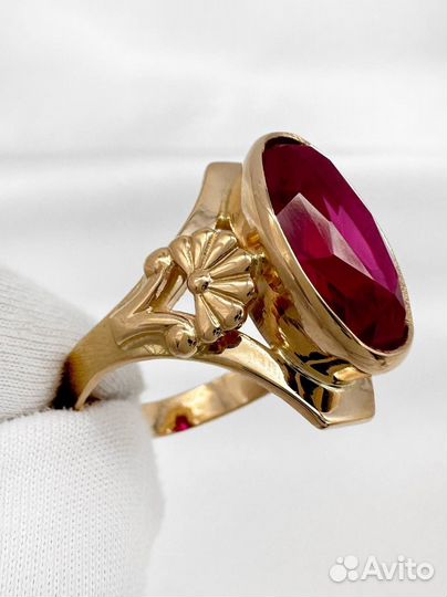 Золотое кольцо СССР рубин корунд 583 / 6.35 гр