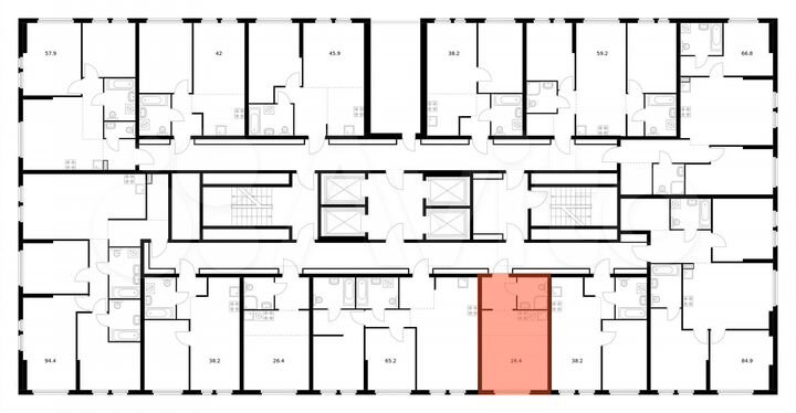 Квартира-студия, 26,4 м², 26/32 эт.