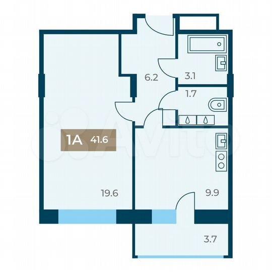 1-к. квартира, 41,6 м², 12/12 эт.