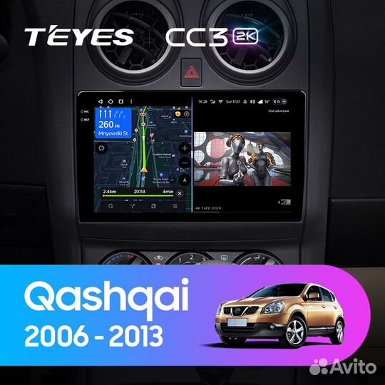 Магнитола Teyes CC3 2K 3/32 Nissan Qashqai J10