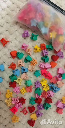 Заколки крабики цветные детские