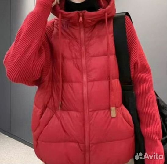 Куртка дутая, кожанная на пуху, оверсайз