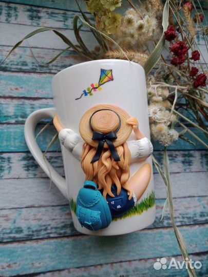 Кружка с декором из полимерной глины на заказ