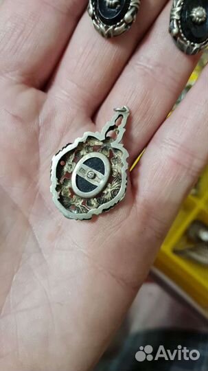 Редкий СССР комплект Серебряные серьги и кулон, ви