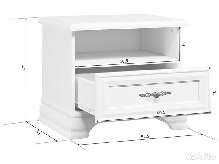 Тумба прикроватная Инсбрук Белый