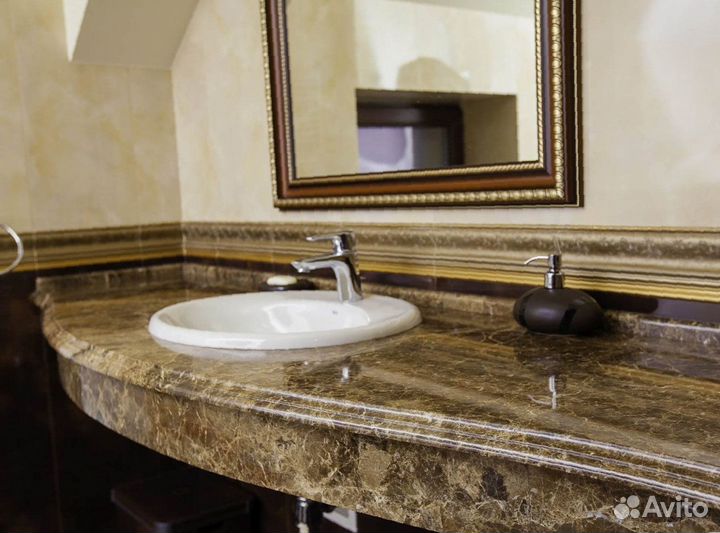 Столешница из камня в ванную / Столешница из искусственного камня