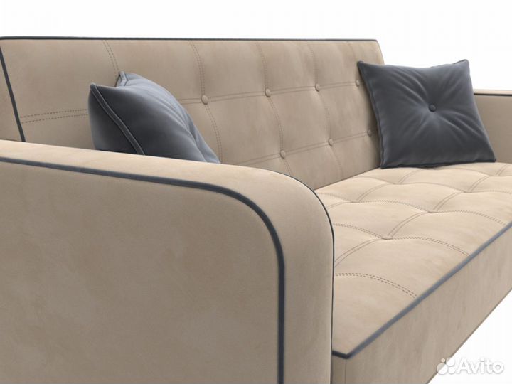 Диван-книжка Тур, велюр, бежевый, серый, серый