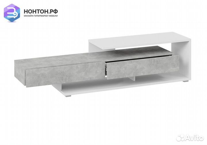 Тумба под тв Монтана тип 4 белый / ателье светлый