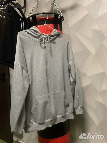 Зип худи серое