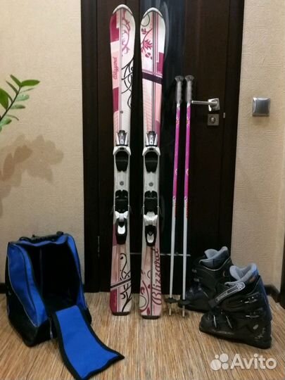 Горные лыжи/крепления /ботинки+сумка /палки