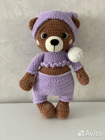 Вязаный плюшевый медведь, мягкая игрушка