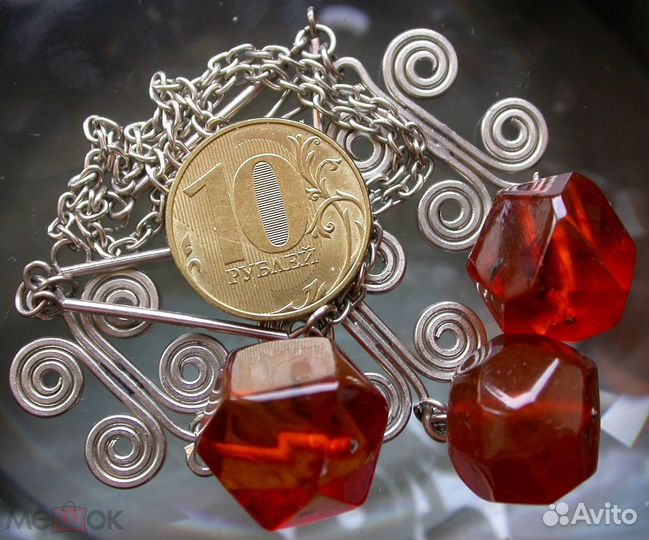 СССР. Ожерелье с янтарем. Мельхиор