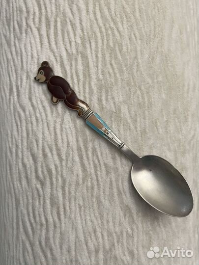 Серебряная чайная ложка с эмалью СССР