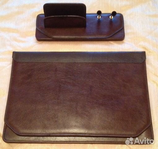 Письменный набор 2 предмета, б/у, коричневый