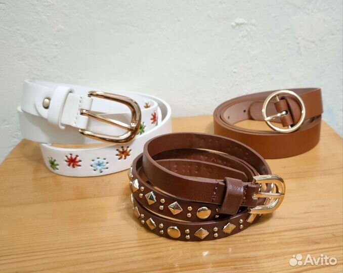 Ремень женский пояс белый новый с вышивкой