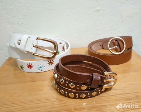 Ремень женский пояс белый новый с вышивкой