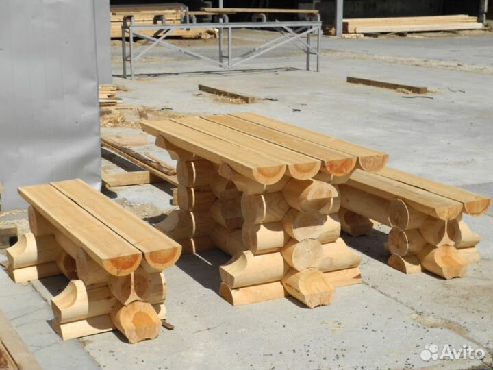 Сруб стола из оцилиндрованного бревна для Бани