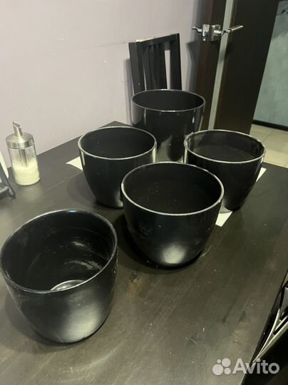 Кашпо керамика черный горшок