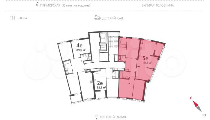 4-к. квартира, 114,1 м², 5/14 эт.