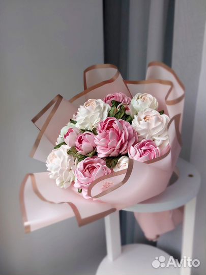 Букет из зефира, зефирные цветы, подарок, десерт