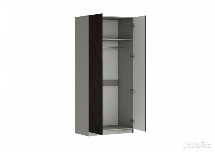 Борн Шкаф Шиншилла Серая матовая Шпон орех морёный