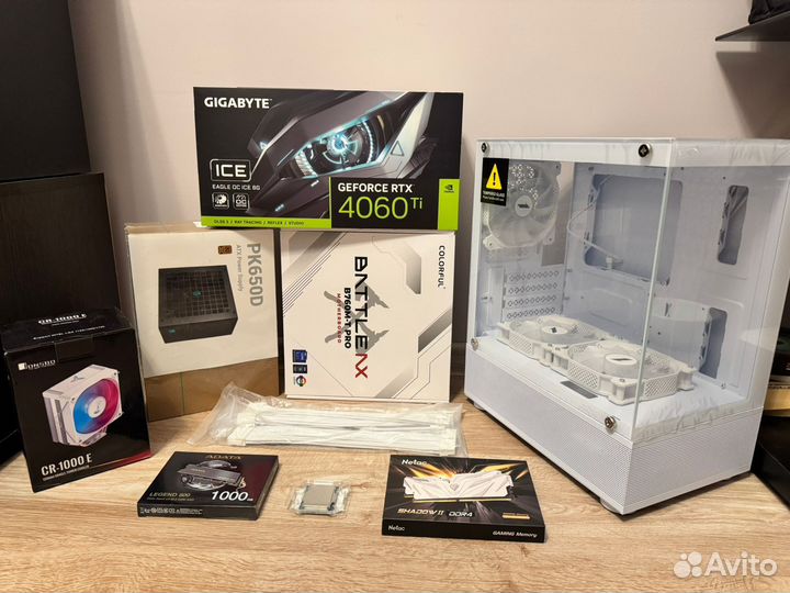 Идеальный белый игровой пк c RTX 4060Ti 12400f 32G