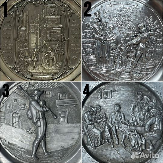 Оловянная тарелка винтаж в коллекцию разные