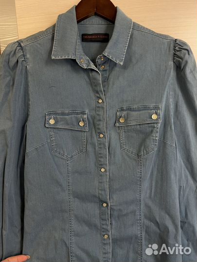 Джинсовая рубашка trussardi jeans